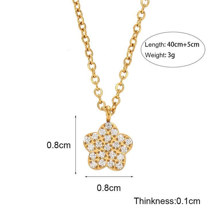 Factory Customized Fashion Jewelry Ins Fashion Simple Temperament Versatile Necklace Jewelry Stainless Steel Zircon Pentagram Pendant Necklace