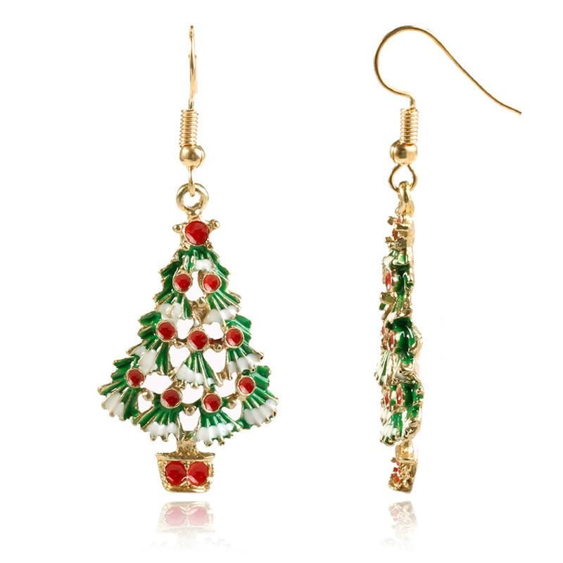 Fashion Jewelry for Christmas Holiday Tree Shape with Enamel Stud Earrings