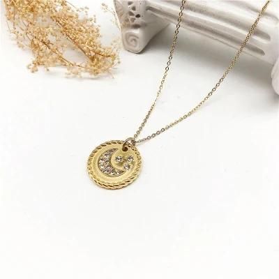 Manufacturer Custom High Quality Fashion Jewelry Moon Star Necklace, New Arrivals Stainless Steel 18K Necklace, Necklace Custom