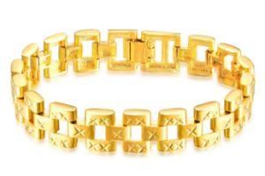Factory Wholesale Classic 12mm Men 18K Gold Bracelet &amp; Bangles Gold Chain Link Bracelets for Men