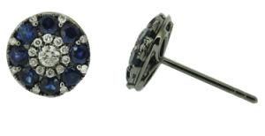 18k High End Blue Sapphire&White Diamond Earring (BLE11)