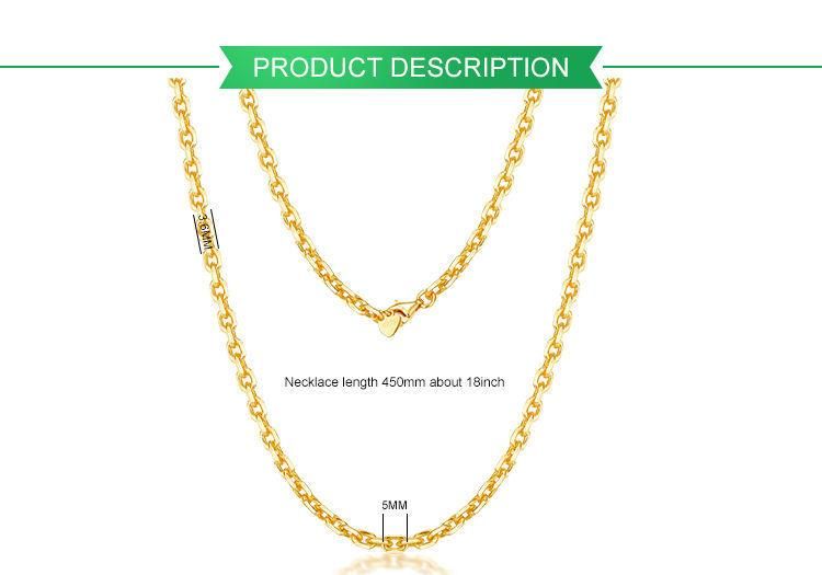 Simple 925 Sterling Silver Cross Cable Chain Real Gold Plated Rolo Chain