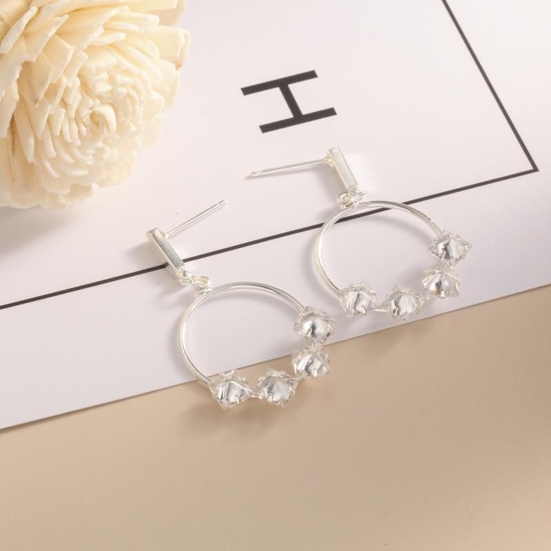 925 Silver Pin Crystal Zirconia Long Earrings