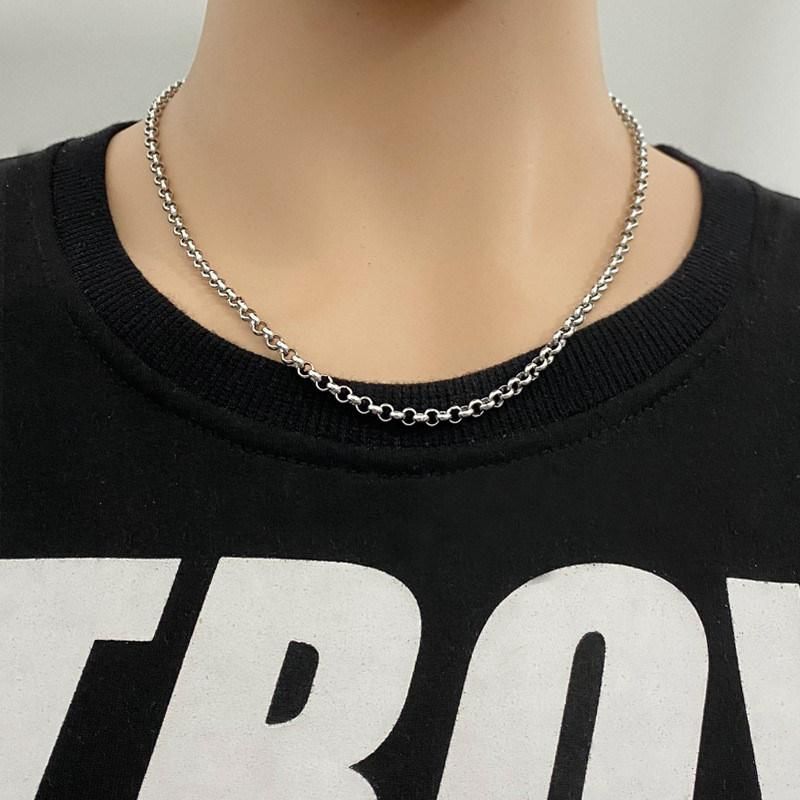 Pearl Chain Necklace for Men Women Stainless Steel Link Chain Necklaces Water Resistant Thick Metal Jewelry