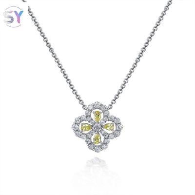 2022 China Wholesale S925 Sterling Silver Cubic Zirconia Clovers Necklace Flower Diamond Retro Jewelry Fashion Necklace