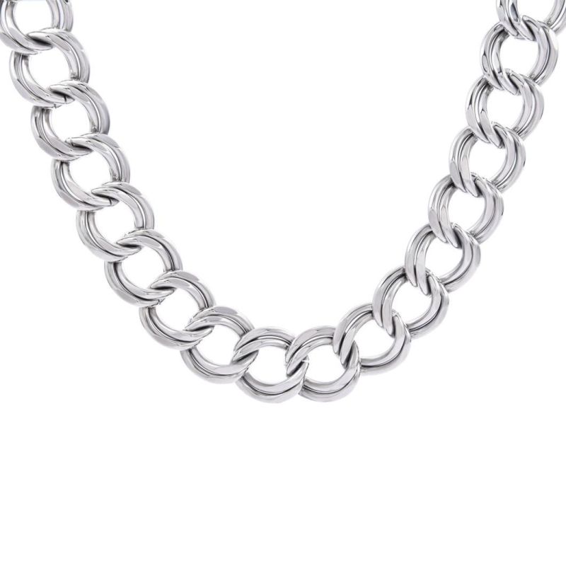 Chunky Silver Color 316L Stainless Steel Thick Necklace for Hip Hop Street Style Wearing