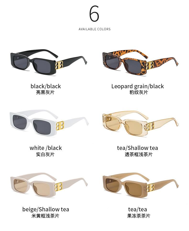 Sunglasses Amazon Hot Selling Square Trend Sunglasses Female B-Shaped Personality Small Frame Jelly Color Sunglasses