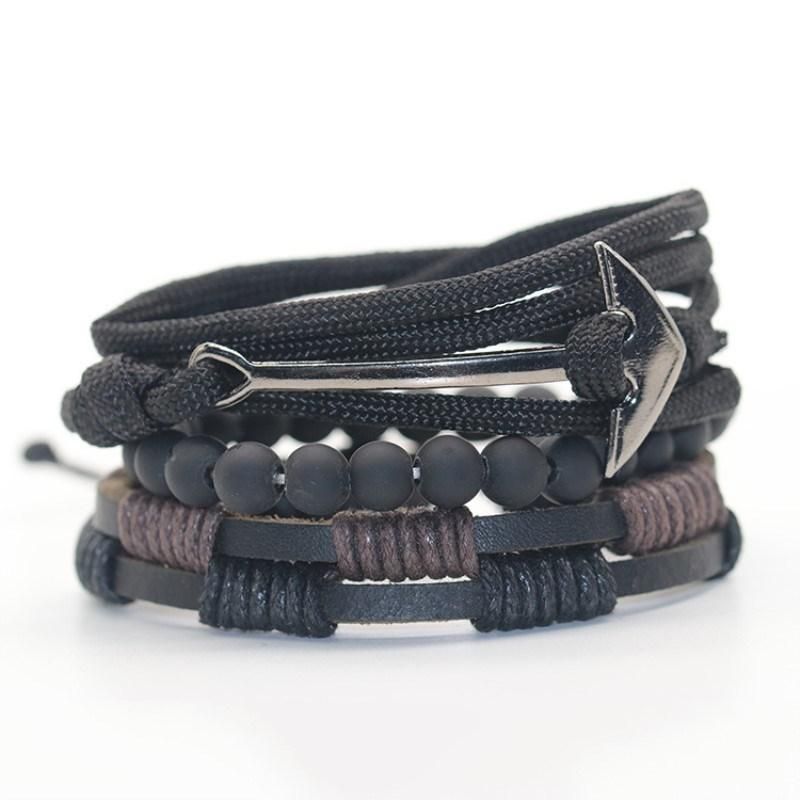 Fashion Bead Leather Bracelets & Bangles Multilayer Men Leather Bracelet