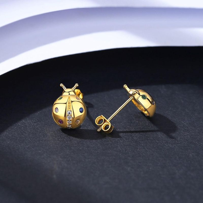 Fashion Accessories Golden Cute Colorful Ladybug Jewelry Earrings