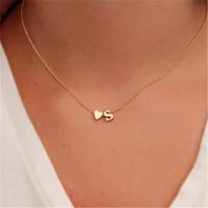 Fashion Tiny Dainty Heart Initial Necklace Personalized Letter Necklace