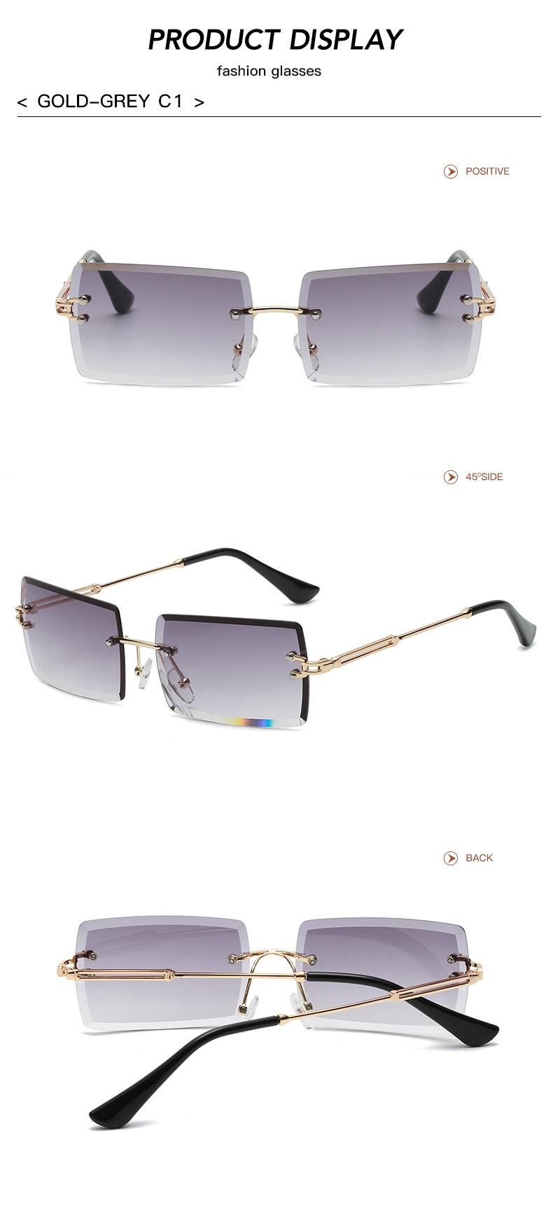 2022 New Fashion Trend Simple Design Punk Style Frameless Metal Sun Glasses Small Square UV400 Sunglasses