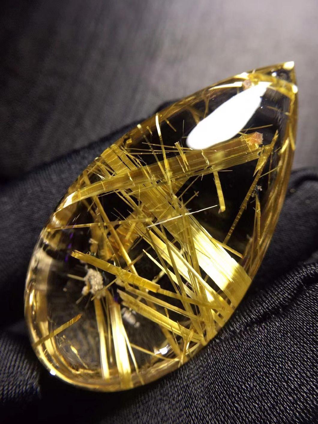 China Fashion Jewelry Gold Rutilated Quartz Pendants Natural Crystal