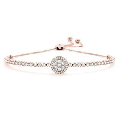New Arrival Bracelet Round Illusion Center 925 Sterling Silver Adjustable Bracelet with Slider