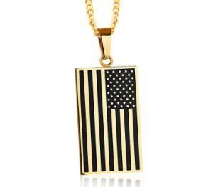 Fashion USA Flag Pendant Necklace Jewelry Stainless Steel Patriot Chain Necklaces for Men Women Gifts