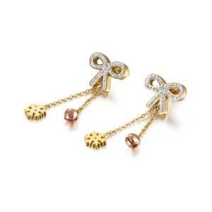 Bows Diamond Earrings Gold-Plated Stainless Steel Stud
