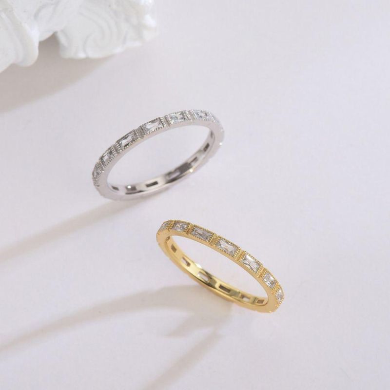 Real 925 Sterling Silver Rings Square Zircon Fashion Rings Women Light Luxury Wedding Engagement Jewelry Gift