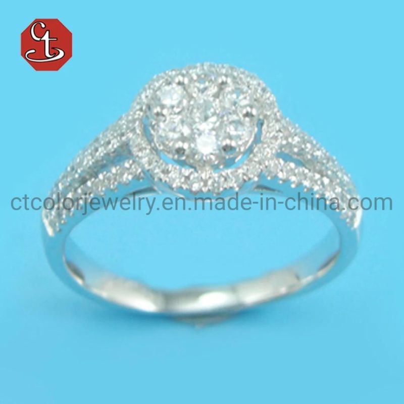 Classic Luxury Real Solid 925 Sterling Silver Ring Cubic Zircon Wedding Jewelry Rings Engagement For Women