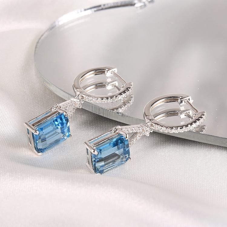 Fashion Accessories 925 Silver Factory Wholesale Big Cubic Zirconia Lab Diamond Moissanite Fashion Jewelry Women Jewellery Charm Earrings