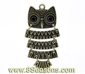 Antique Bronze Rhinestone Owl Charms Pendants for Necklace 4.9x2.6cm (1-7/8&quot;x1&quot;) (B14762)