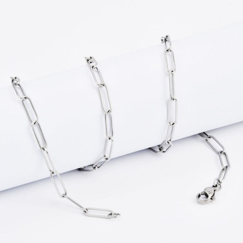 Trendy Stainless Steel Longer and Bigger 18 Inch Paper Clip Necklace for Fashion Daily Wearing