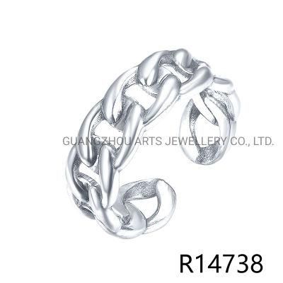 High Quality Fashion 925 Sterling Silver Geometric Chain Adjustable Ring