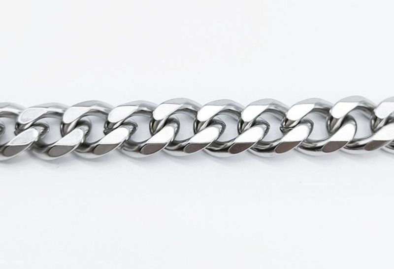 Stainless Steel Single Buckle Six-Sided Grinding Necklace Titanium Steel Men′s Jewelry Hip-Hop Cuban Chain Trend Thick Wide Chain Ssnl2618