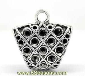 Antique Silver Pattern Carved Bail Beads for Wrap Scarf (Hole Size: 25x13mm) (B20051)