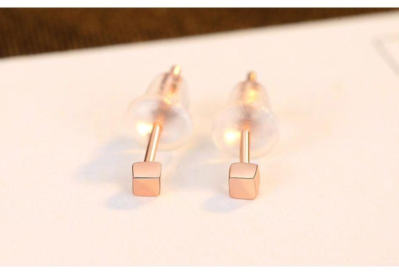 New Arrival 925 Silver Jewelry Gold Plated Square Ear Stud