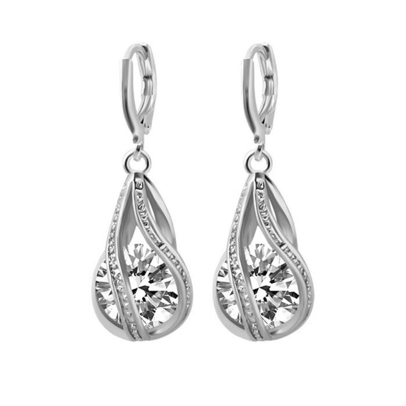 Water Drop 925 Sterling Silver Necklace Earrings Women Jewelry Set