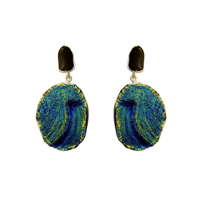 Fashion Jewelry 925 Silver Needle Oil Drop Resin Earrings