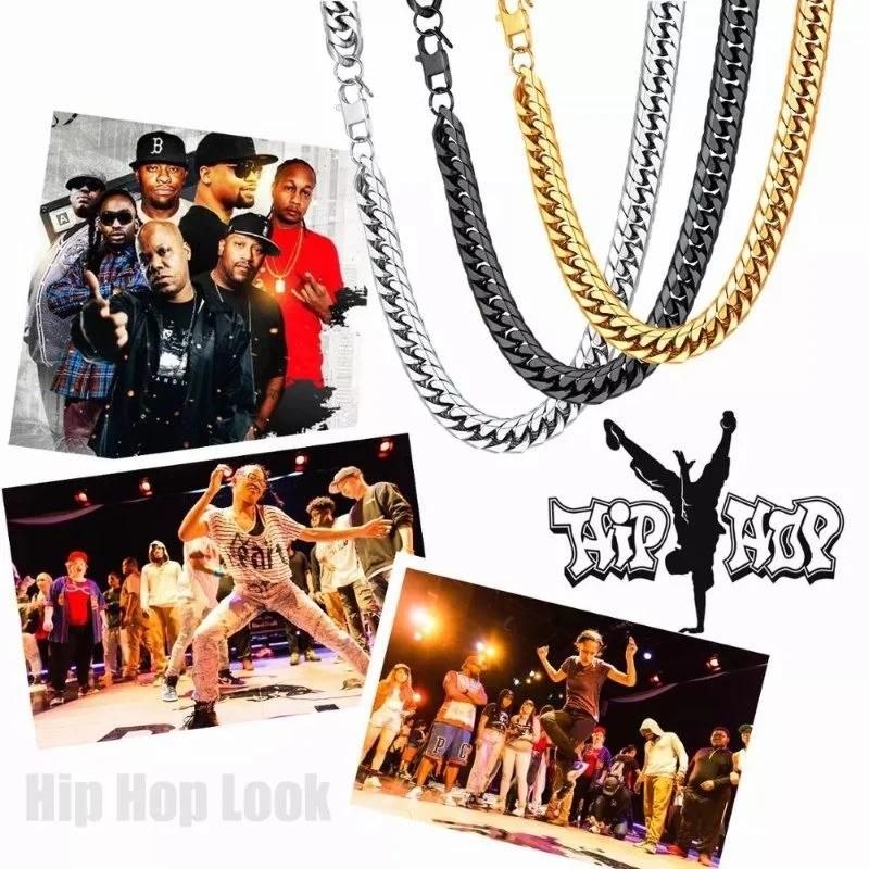 Hip Hop Street Style Necklace Choker 6mm Wide Miami Cuban Link Chain Necklace for Men