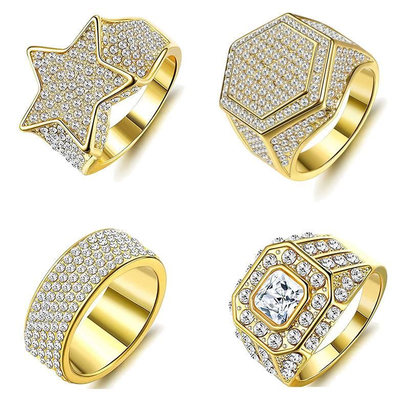Fashion Star Full Diamonds Calendar Men Women Quartz Hip Hop Iced out Jewelry Ring Jewellery Watch