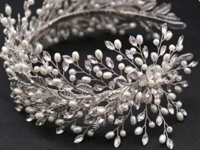 Luxury Big Weding Bridal Crystal Pearl Hair Vines Hair Comb Headband Tiara Headpiece