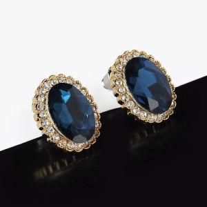 Blue Zircon Topaz Colored Round CZ Stud Earrings