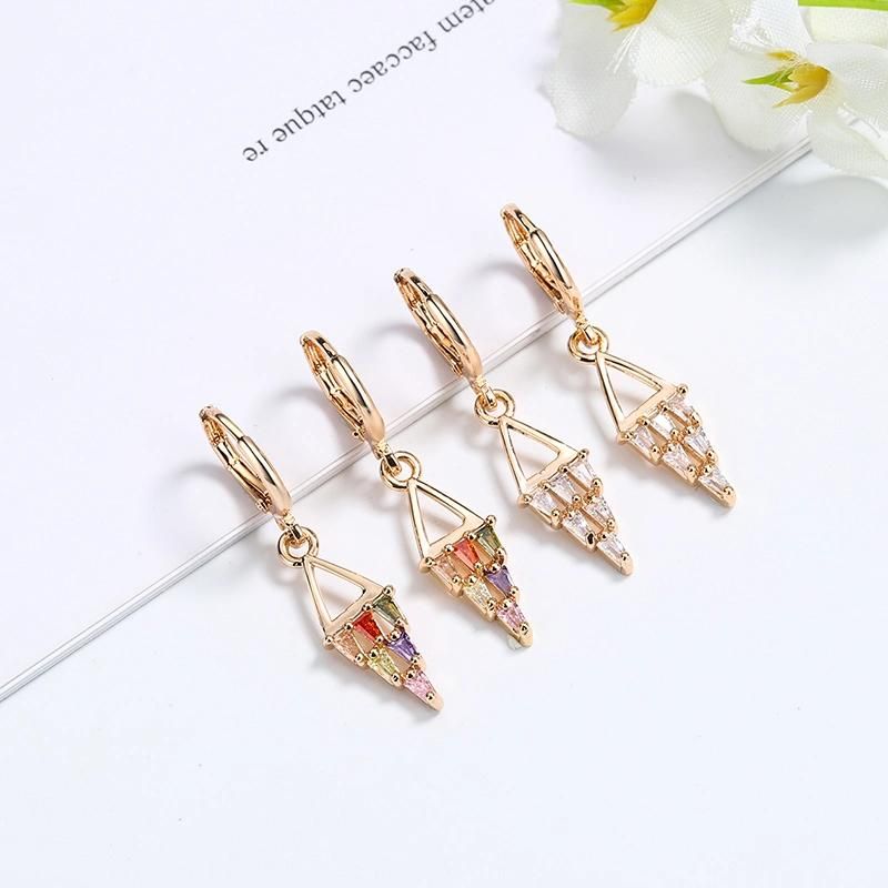 Costume Jewelry Elegant Zirconia Design Gold Color Plated Fashion Earrings