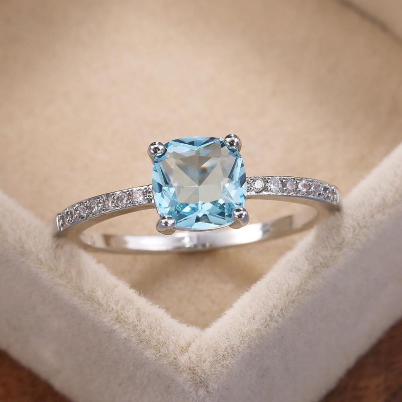 Wholesale New Fashion Square Diamond Jewelry Ring Sterling Silver Women Cheap Copper Ring