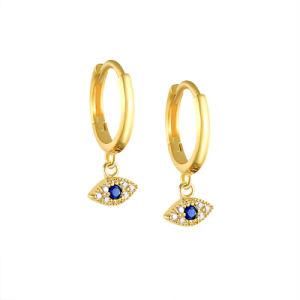 2021 Hot Sale High Quality 925 Sterling Silver Jewelry Evil Turkish Blue CZ Devil Eye Earring for Women