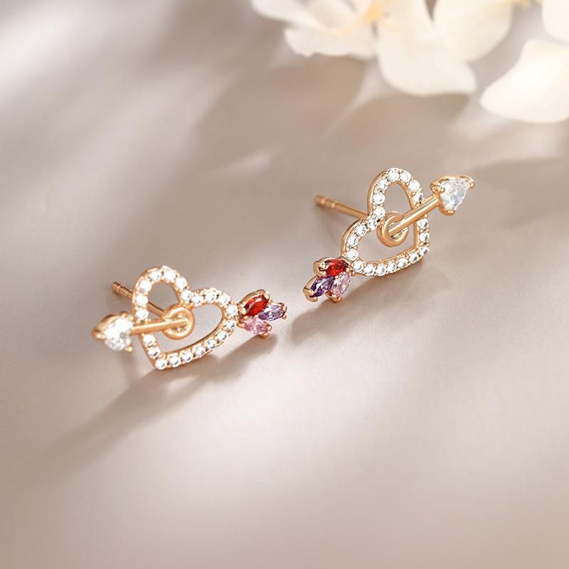 Cross-Border European and American Simple Geometric Metal Earrings with High Sense of Korean Temperament Zircon Earrings