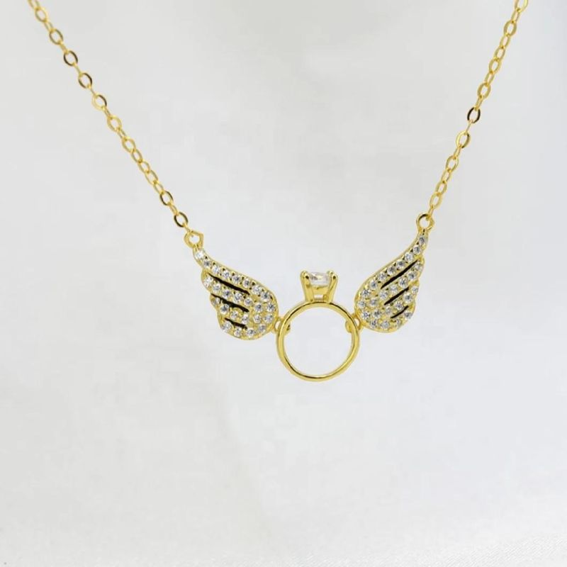 925 Sterling Silver Angel Wings Pendant Clavicle Chain Necklace Women Light Luxury Temperament Wedding Wholesales Jewelry