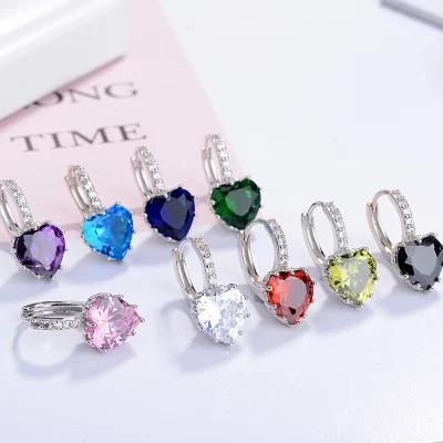 Wholesale Jewelry Earring Puff Heart CZ Huggie Earrings for Women