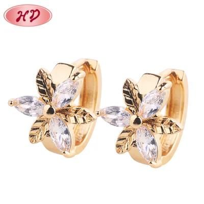 Latest Designs Wedding Colorful Crystal 18K Rose Gold Earrings