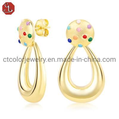 New Design Fashion Jewelry 925 Sterling Silver or Brass Enamel 18K Gold plated Earrings For women