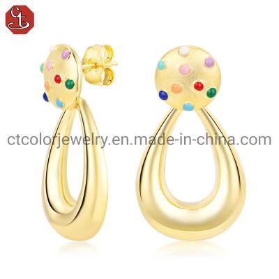 New Design Fashion Jewelry 925 Sterling Silver or Brass Enamel 18K Gold plated Earrings For women