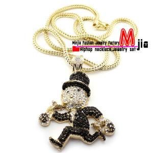 New Iced out Monopoly Pendant &amp; 4mm/36&quot; Franco Chain Hip Hop Necklace - MP845