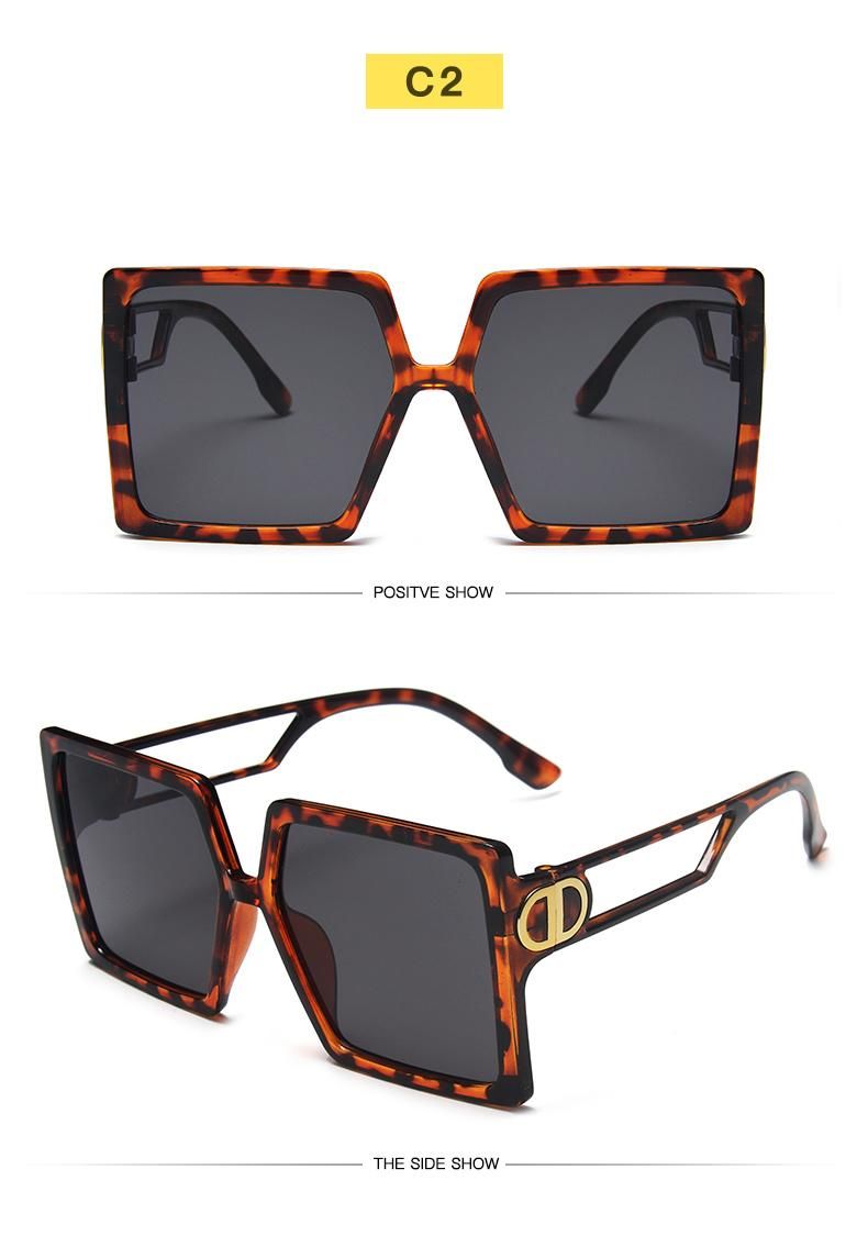 New D Home Big Frame Sunglasses Female Square Hollow Temple Personality Sunglasses