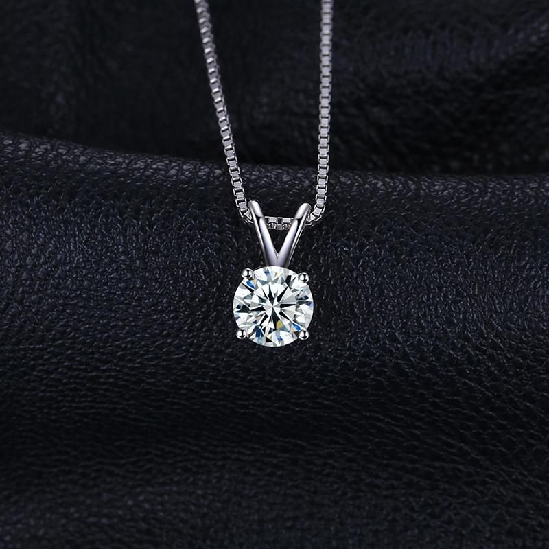 Classic Round CZ Solitaire Pendant Women Fashion Jewellery 925 Sterling Silver Jewelry