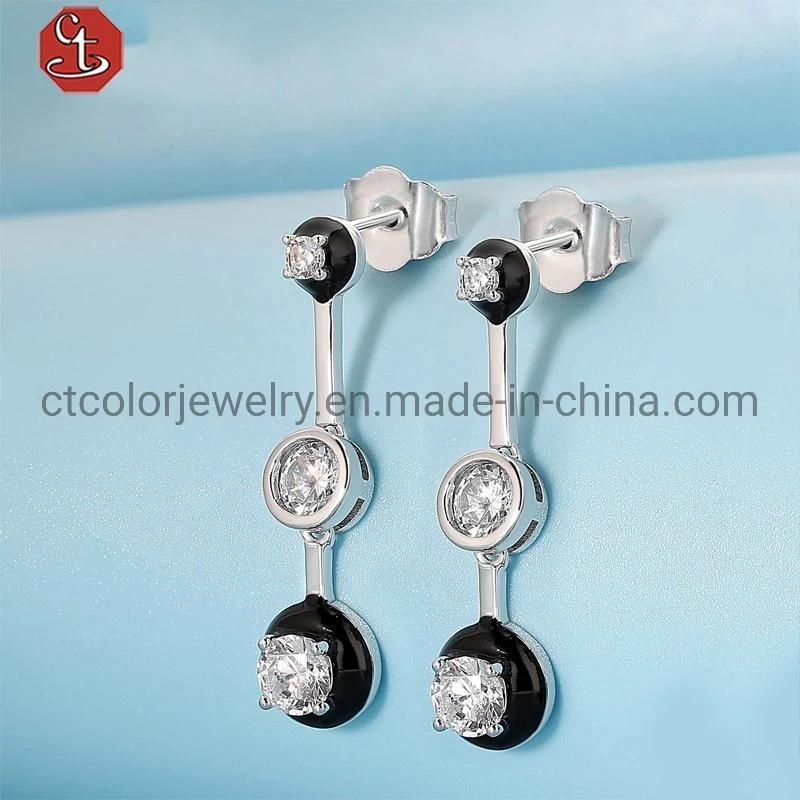 New designs fashion jewelry drop 5A zircon Enamle silver Earrings