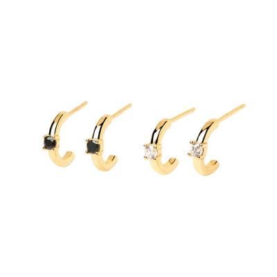 Fashion Simple Design Customization Jewelry S925 Sterling Silver 18K Gold Plated Huggies Mini Cubic Zirconia Hoop Stud Earrings for Women