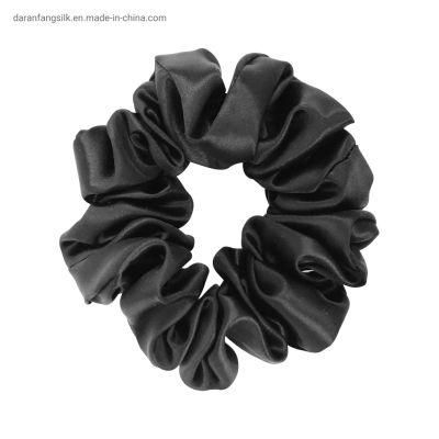 3.5cm Black 22momme Scrunchies 100% Mulebrry Silk