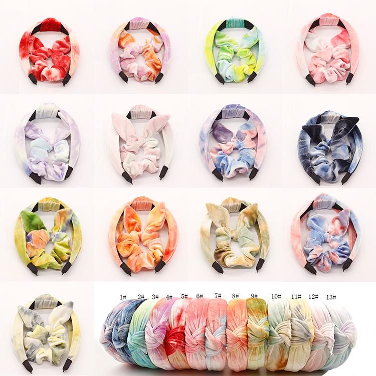 13 Color Velvet Hairband with Tie-Dye Effects M20703